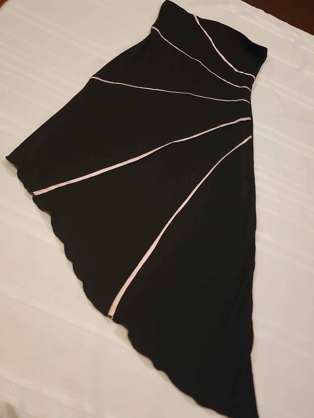 Asymmetrical Black Dress with Pink Accents
